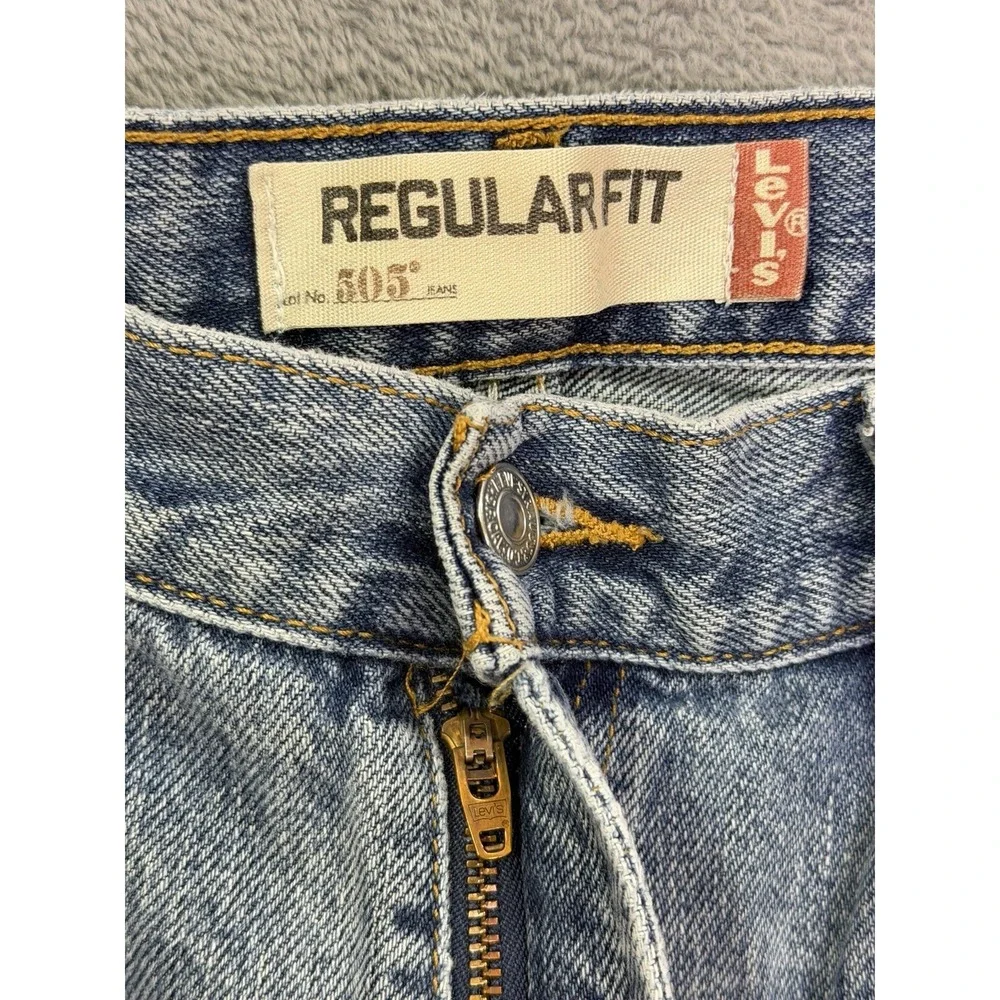 Levis 505 Jeans Mens 36x32 Blue Light Wash Denim‎ Straight Mid Rise Workwear